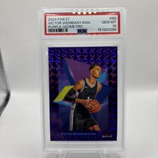 Victor Wembanyama 2024 Topps Finest PURPLE GEOMETRIC REFRACTOR /100 PSA 10 POP 1