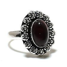 Black Onyx Gemstone Handmade 925 Sterling Silver Jewelry Ring Size 8 E590