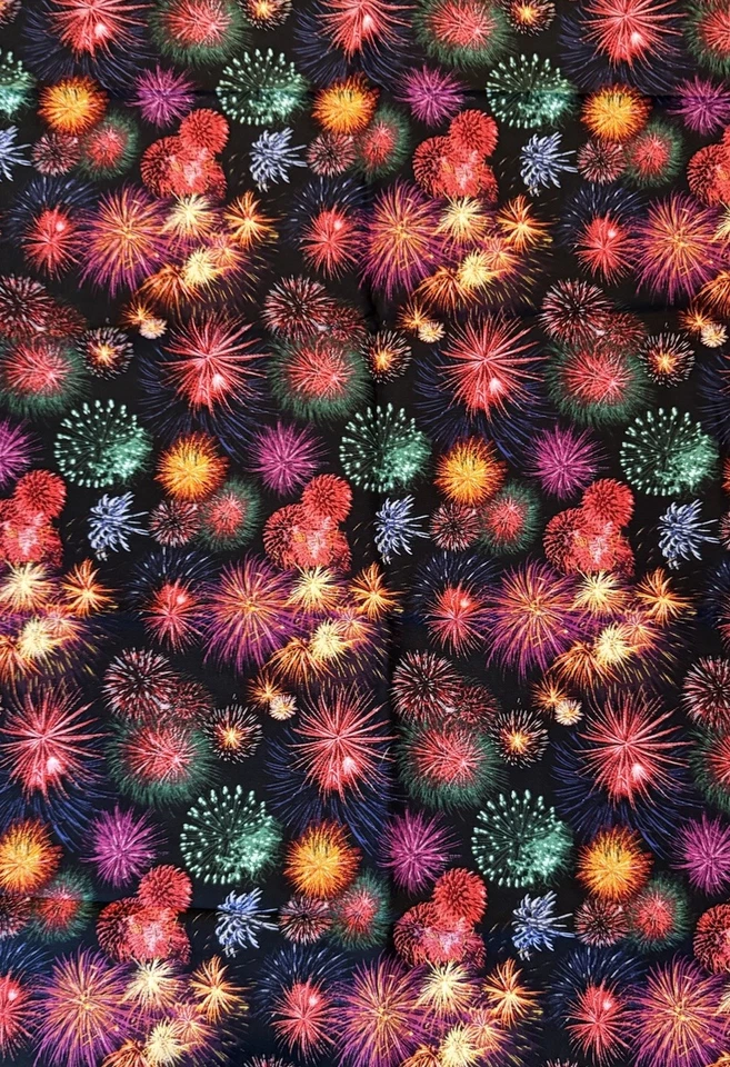 David Textiles Fabric Colorful Fireworks Black Background 18 x 45” - Image 2 of 3