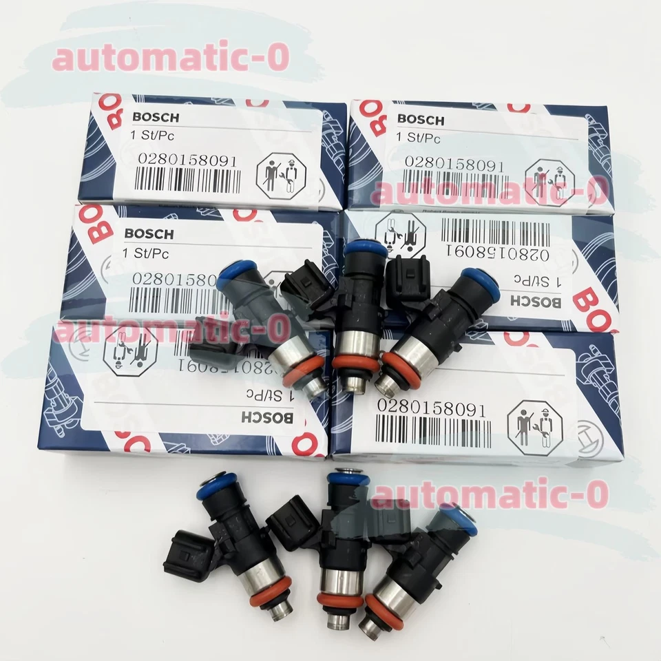 Inyector de combustible 6 piezas 0280158091 OEM Bosch para Mercury Mazda CX-9 Lincoln 3,5 L 3,7 L Foto 2 de 4