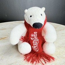 Coca Cola Mini Plush Polar Bear w/ Red Scarf Collectible 2023 4  Tall