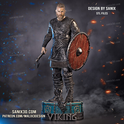 VIKING, RAGNAR LOTHBROK, TV-SERIEN, 1/4-1/24, FIGUR, UNBEMALT, 3D-DRUCK, STATUE