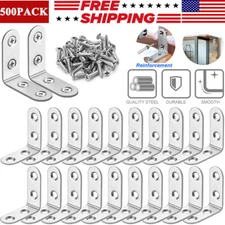 10-500x Stainless Steel L Shaped Bracket Corner Brace for Shelves Wood Furniture