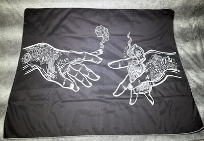   Black and White Bohemian-Style Hanging Tapestry/Wall Art Tattooed Hands  