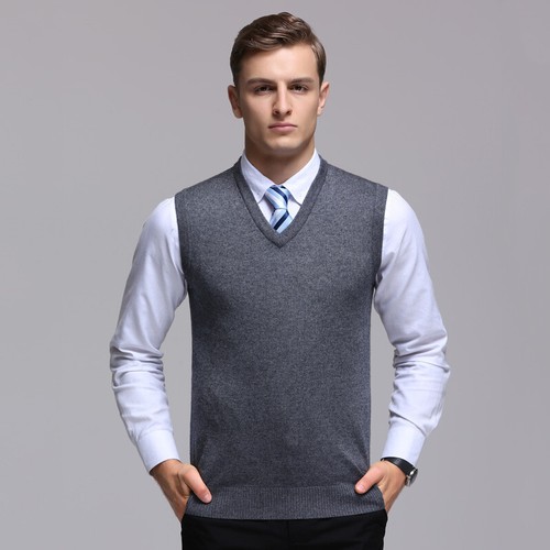 Herren V-Ausschnitt ärmellos Pullover Weste Slim Fit Strickpullover Gilets Tank Tops - Bild 20 von 45