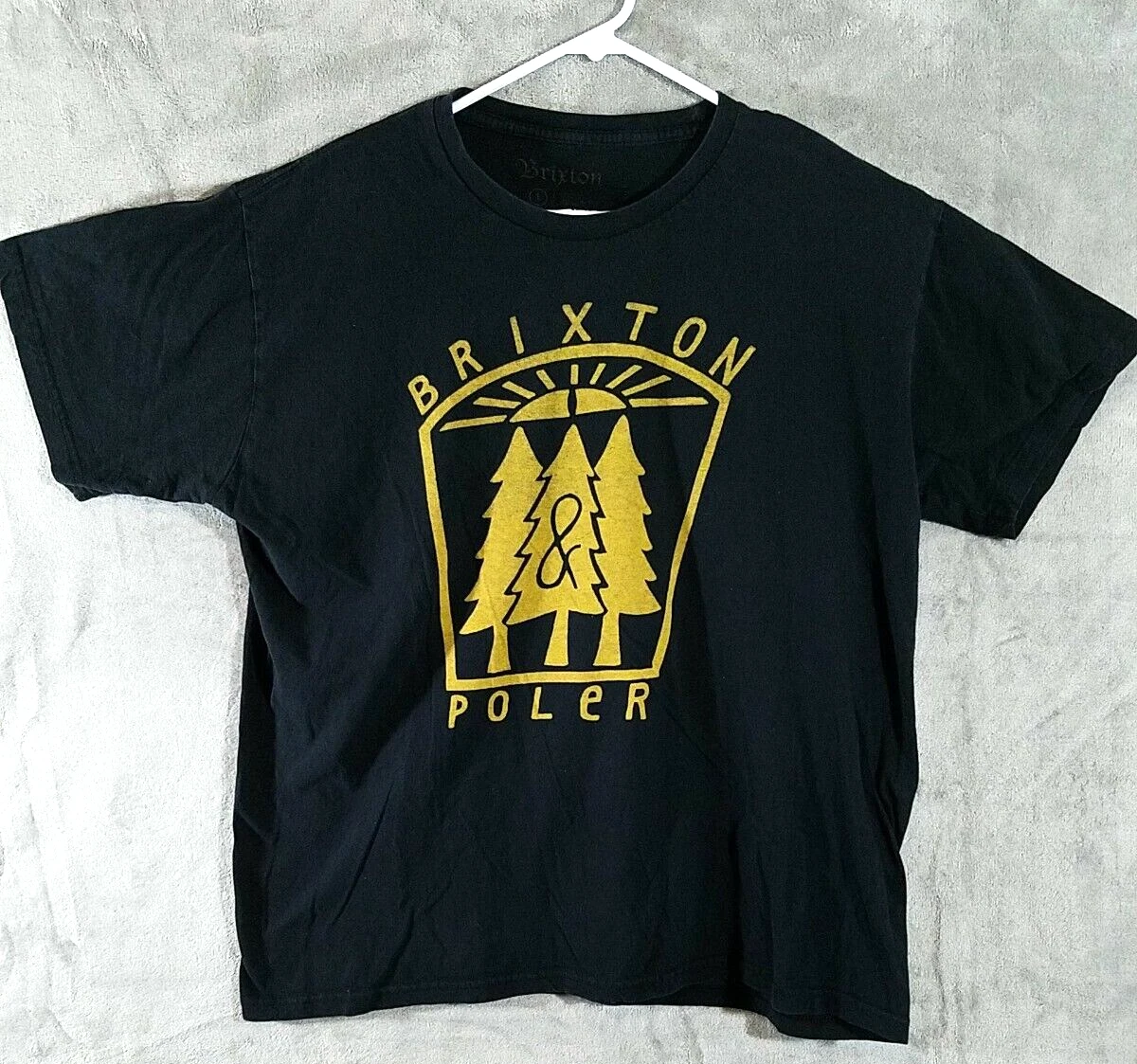 Brixton x Poler Shirt Mens Large L Pine Trees Camp Outdoors Collab Made in USA