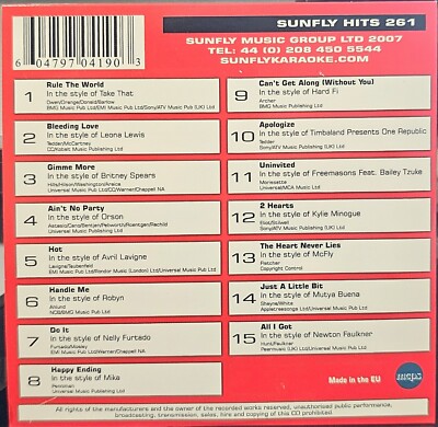 SF261      SUNFLY KARAOKE CDG VERY RARE, NOT SOLD IN THE USA  LOT UK