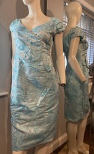 Stephanie V wrap Turqouise metalic floral Occassion Vintagedress Size 10 #F