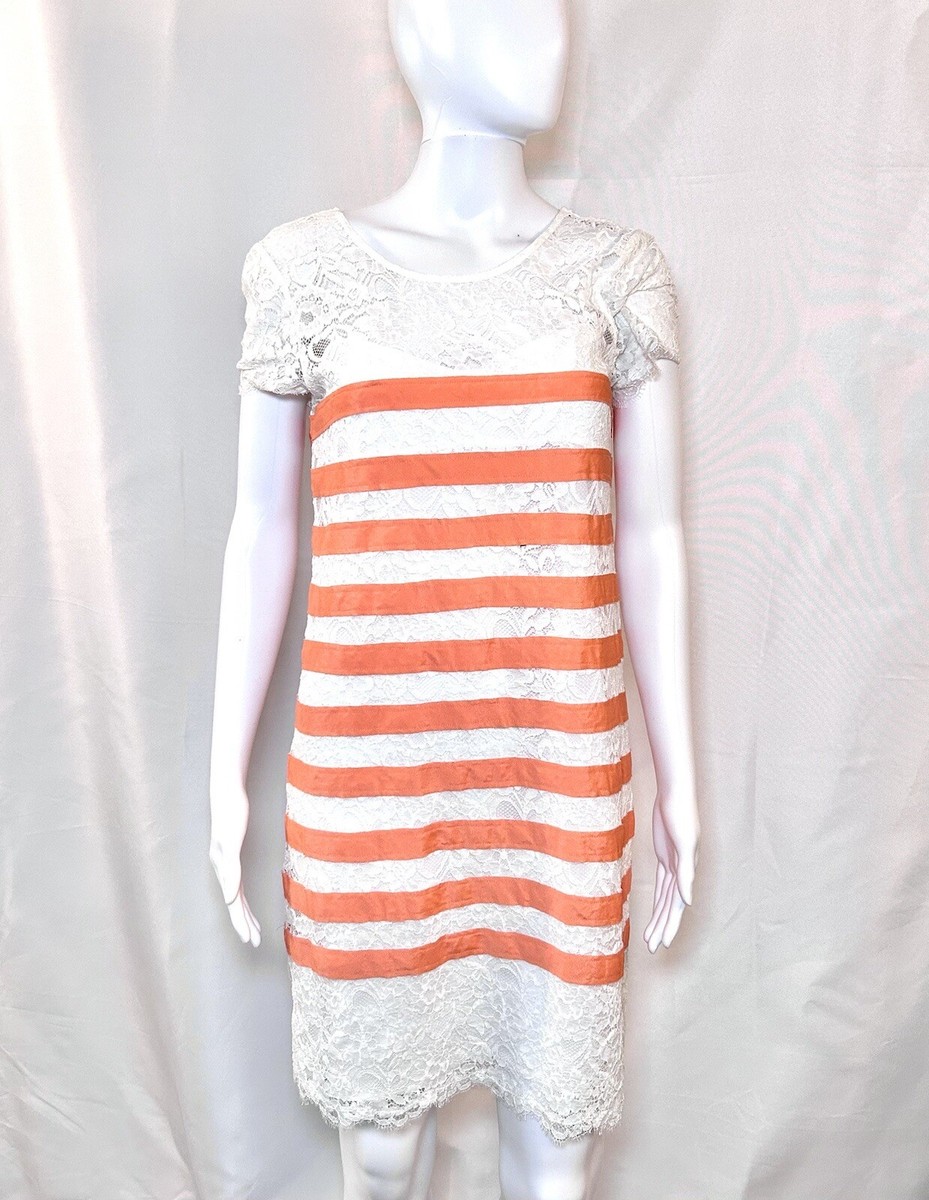 BCBGMaxazria Roxane Striped Lace Knee Length Dress Size Small BCBGMaxazria Roxane Striped Lace Knee Length Dress Size Small