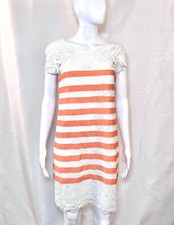 BCBGMaxazria Roxane Striped Lace Knee Length Dress Size Small