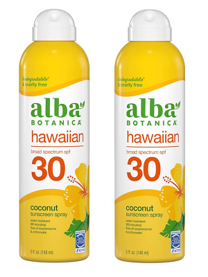 Alba Botanica Hawaiian Coconut Sunscreen Spray, SPF 30, 5 oz (Pack of 2)