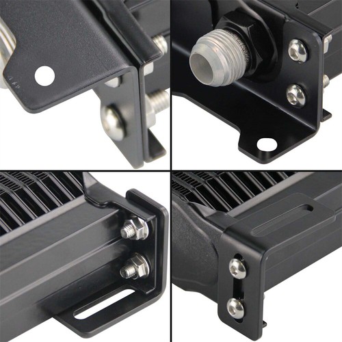 Universal 19 Row AN10 Oil Cooler Kit Relocation Adapter Bracket Kit Black - Picture 7 of 10