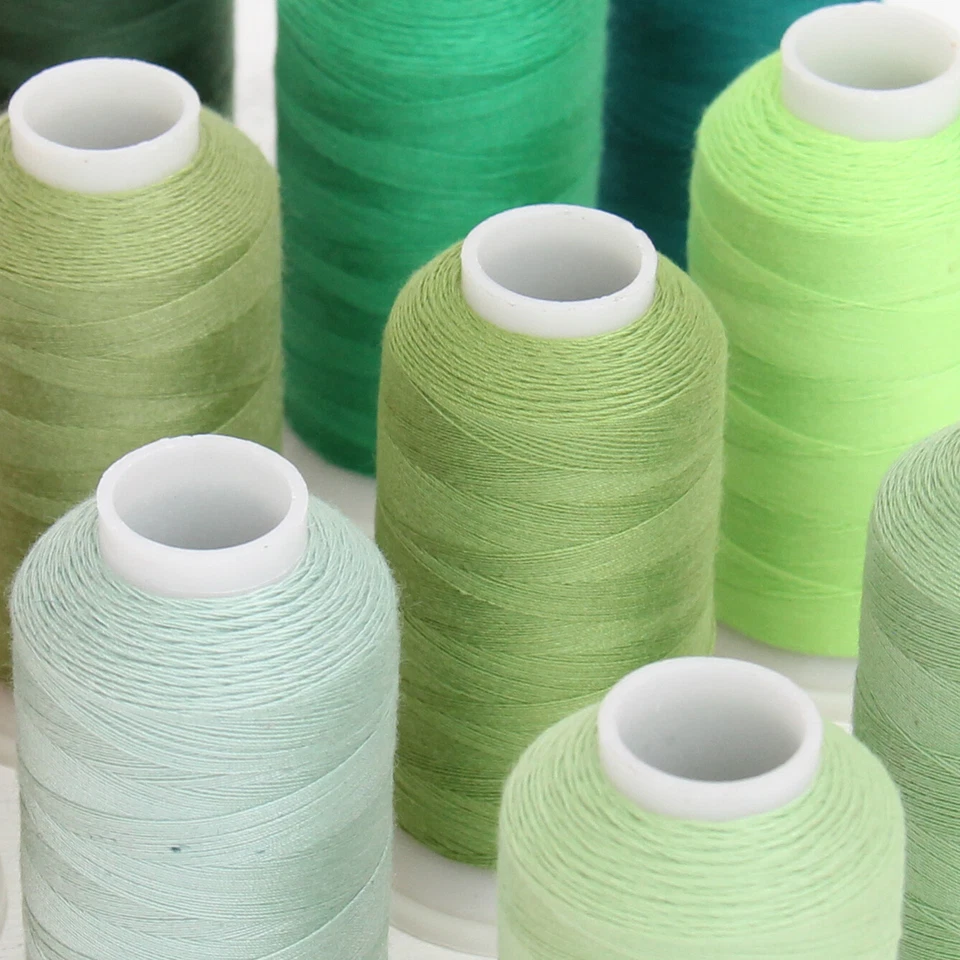 Threadart Polyester All-Purpose Sewing Thread 12 Cone Green Shades - 600m 50/3 - Image 2 of 4