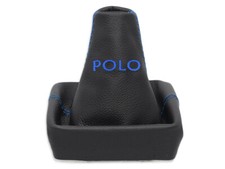 SCHALTMANSCHETTE FÜR VW POLO IV 9N 2001-2009 SCHALTSACK LEDER STICKEREI BLAU