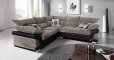 Logan Corner Sofa 3+2 Seater Set Suite Jumbo Cord Beige Brown High Back Settee