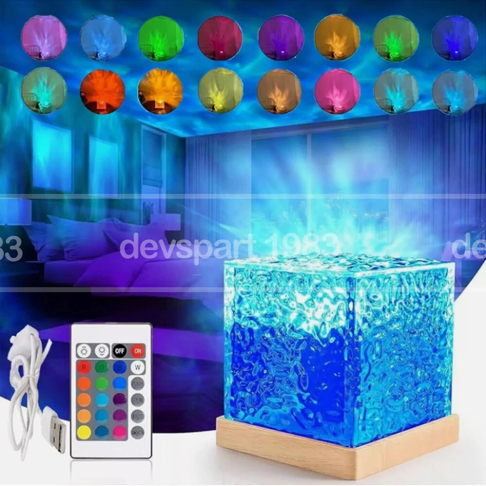 RGB Cube Northern Lights 16 Colour Aurora Projector Lamp Ocean Wave Night Lights - image 2 of 4