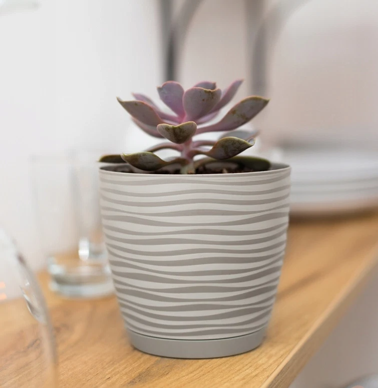 Blumentopf Übertopf Pflanztopf ohne/mit Untersetzer 6 Farben 7 Größen 3D Wellen - Bild 4 von 4