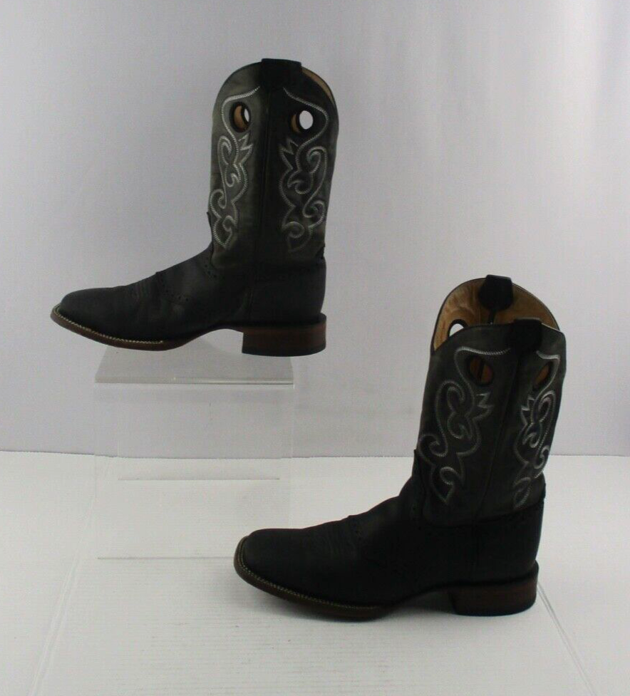 Men's Cody James Black Leather Square Toe Western Cowboy Boots Size 10
