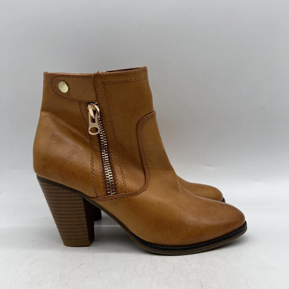 Botines de mujer APT.9 de cuero marrón con cremallera lateral tacón bloque talla 9 M Foto 2 de 4