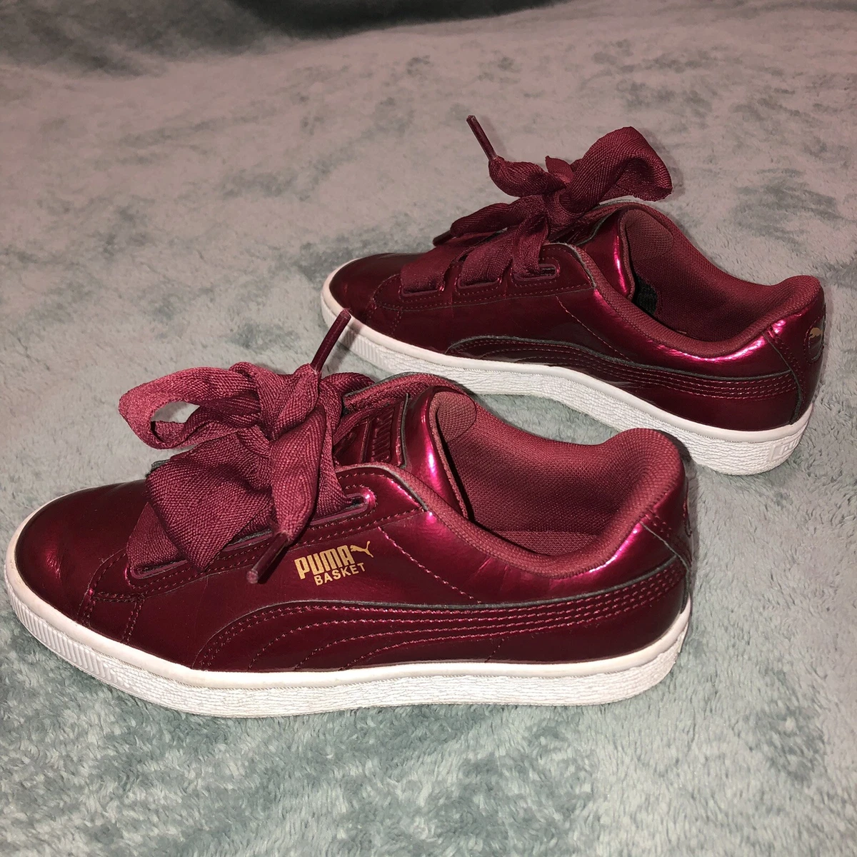 PUMA Burgundy Ribbon Heart Athletic Trainers Shoes US 4c | eBay