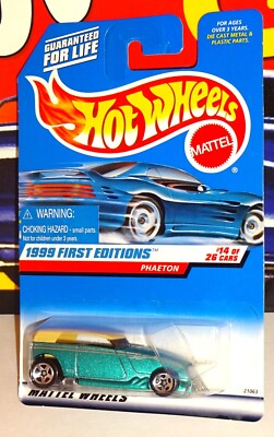Hot Wheels 1999 First Editions 14/26 #916  Phaeton Mtflk Teal w/ Warning Sticker