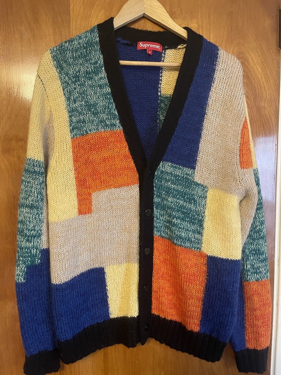 Supreme Patchwork Mohair Cardigan Sweater Knit Size Medium Supreme Patchwork Mohair Cardigan Sweater Knit Size Medium