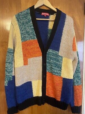 Supreme Patchwork Mohair Cardigan Sweater Knit Size Medium Supreme Patchwork Mohair Cardigan Sweater Knit Size Medium