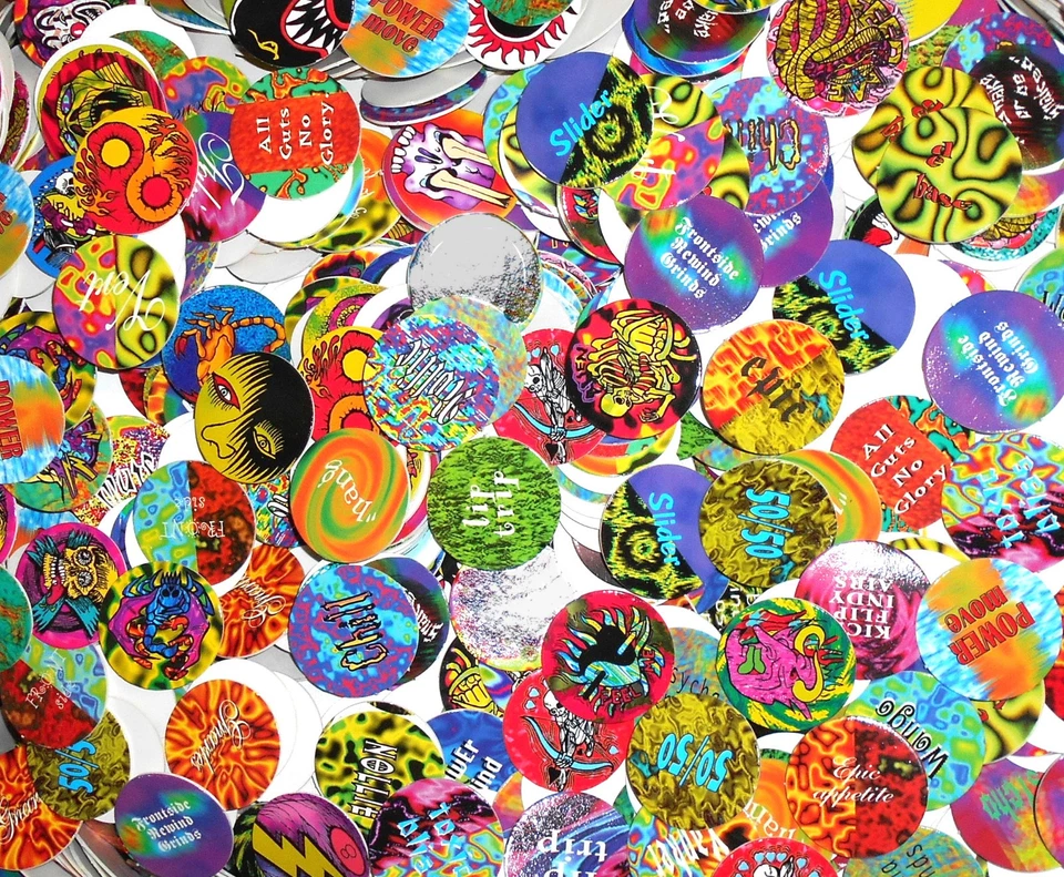 125 EUROCAPS POGS Various Themes (Psychedelic Insane Cosplay Twisted)