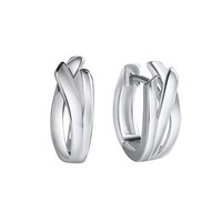 Ohrschmuck Klappcreolen Ohrringe 925 Sterling Silber Glanz Poliert Rhodiniert V