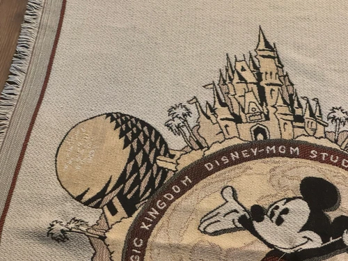 Vintage Disney World Mickey Mouse Tapestry Throw Blanket 2000 Epcot MGM Studios