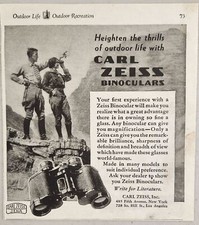 1930 Print Ad Carl Zeiss Binoculars Couple in Mountains in West NY & Los Angeles