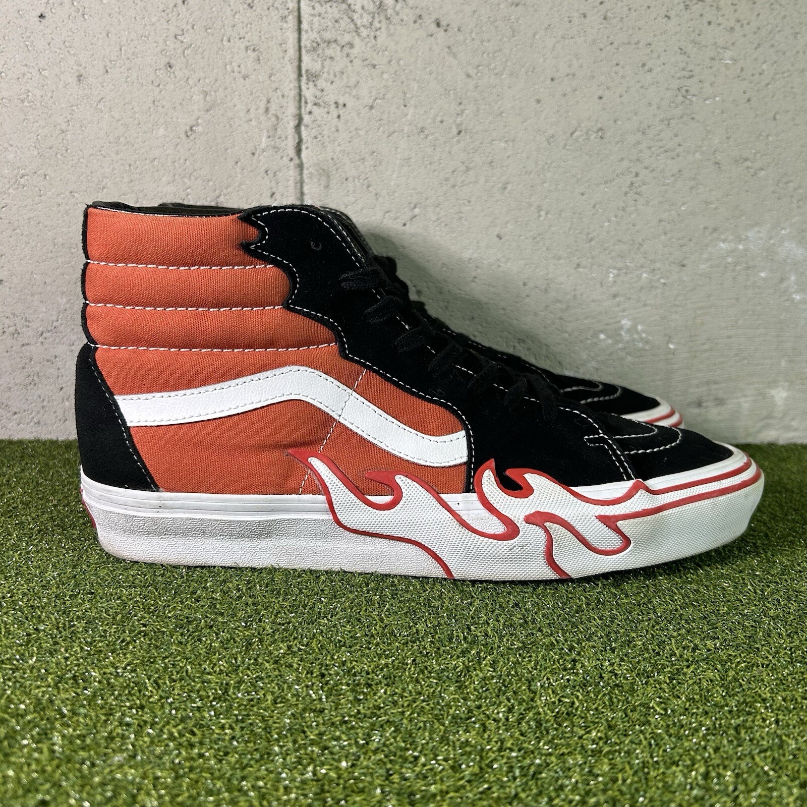 Vans Sk8-Hi Flame Burnt Ochre Orange Black Sneakers Shoes Men’s 9.5