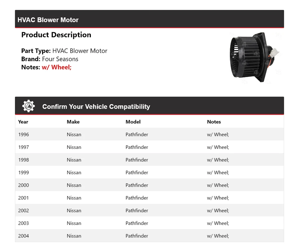 Motor soplador de climatización para Nissan Pathfinder 1996-2004 4 estaciones 1997 1998 1999 2000 Foto 2 de 4
