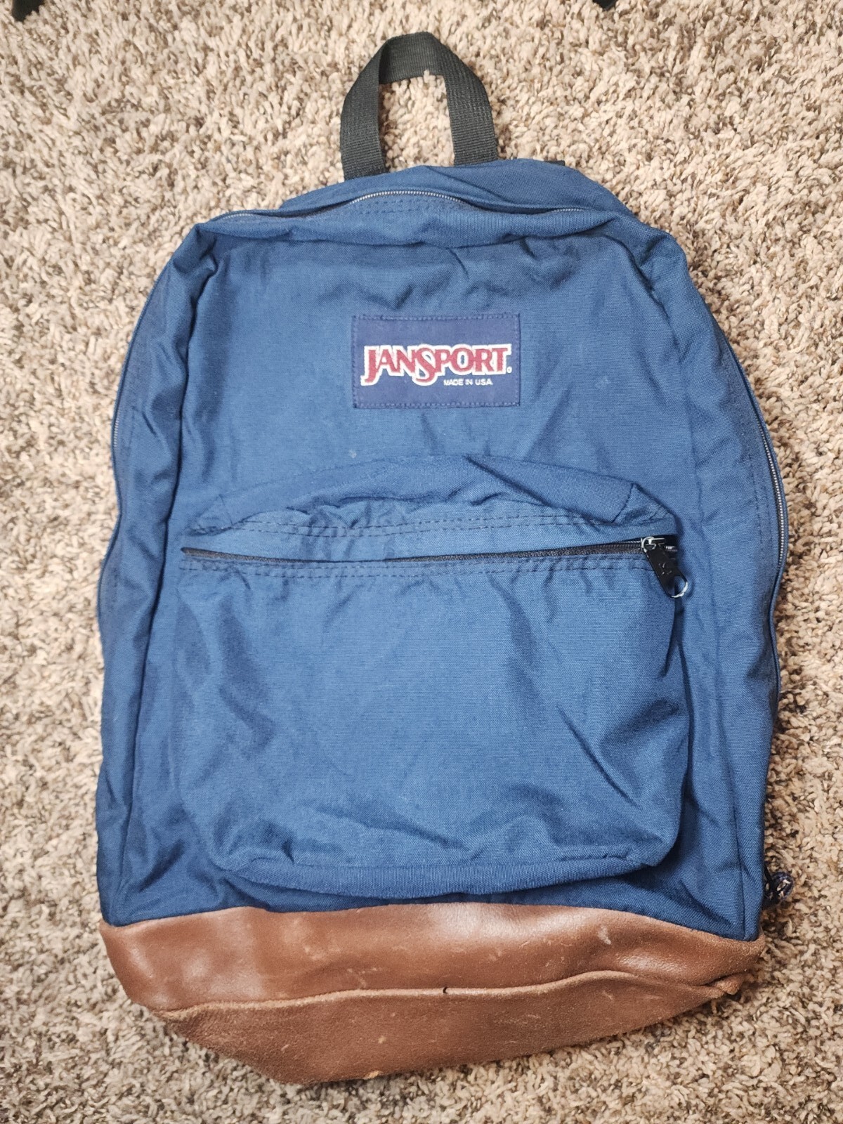 Vintage Jansport Backpack Leather Bottom Blue School Book Bag Made In
