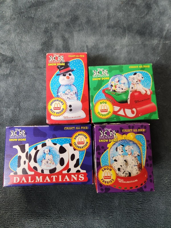 Vintage 1996 McDonald's 101 Dalmatians Snow Done/globe Complete Set Of 4 New