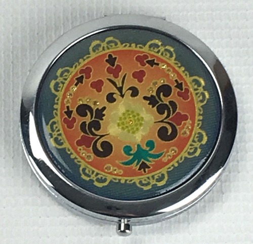 Thailand Double Mirror Metal Compact with Colorful Elephant Design - Picture 5 of 8