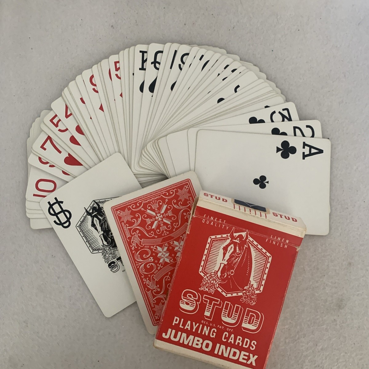 Vtg Walgreens STUD Linen Finish Poker Size Playing Cards Old Stock