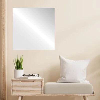 LEBENSWOHNART Puristischer Spiegel ENJA 40x40cm rahmenlos ESG-Sicherheitsglas Schminkspiegel B