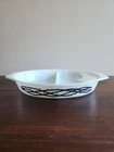 VTG Pyrex Barbed Wire Pattern Divided Casserole Dish 1 quart Black & White