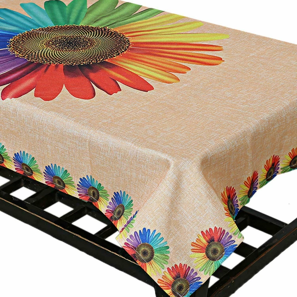 Rectangular 4 Seater Flower Design Center Table Cover (Gold, 100 cm x 150 cm ) - Image 3 of 4