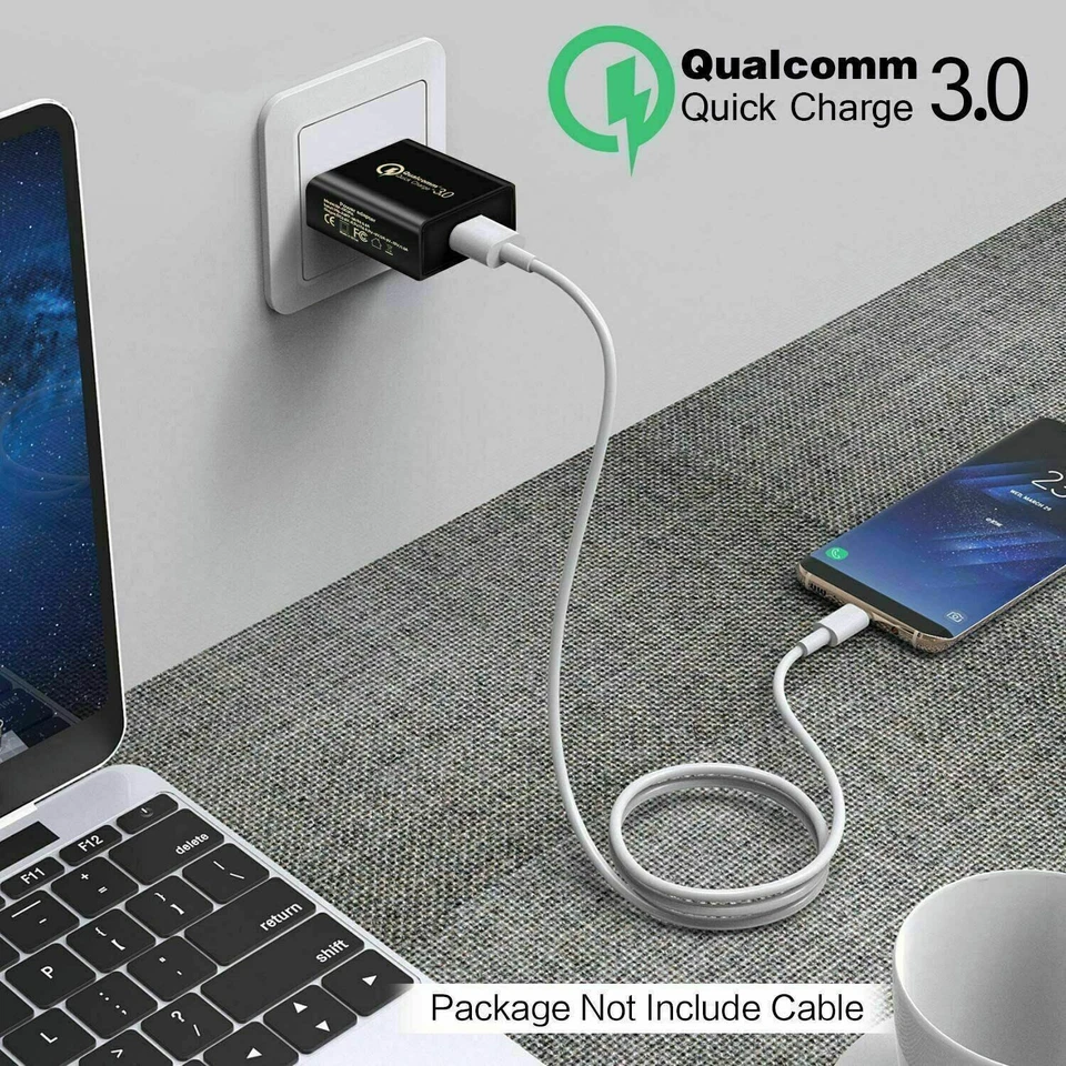 Fast Charging QC3.0 Certified USB Wall Plug Charger Adapter Samsung Apple Huawei - image 3 of 4