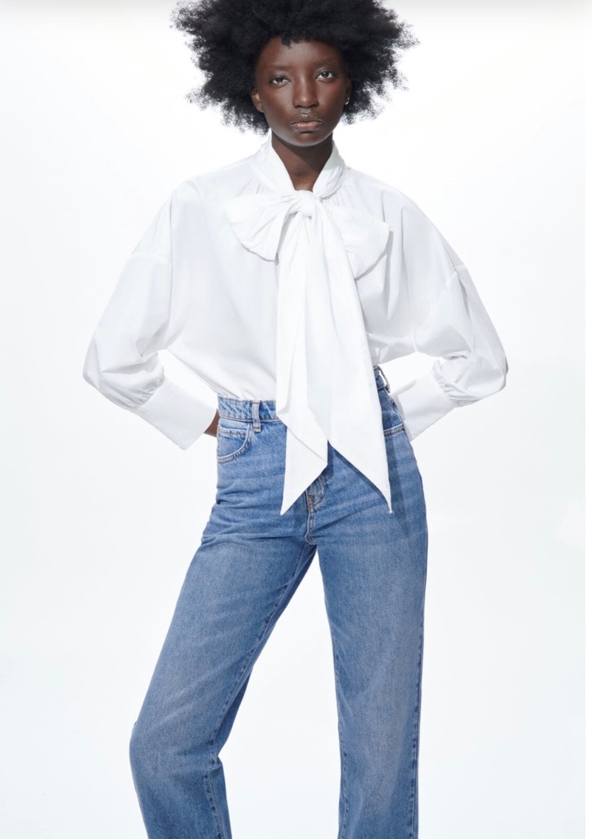 ZARA SUPER HIGH RISE STRAIGHT LEG Z1975 JEANS LIGHT BLUE REF