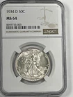 1934-D Walking Liberty Half Dollar : NGC MS65 Blazing White