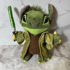 STITCH YODA Jedi Plush Star Wars Disney Parks Exclusive Green Light Saber FLAW