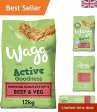 12kg Wagg Active Goodness Dry Dog Food - Beef and Veg for Strong Teeth & Coat 2.00 per kilo
