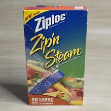 Ziploc Zip'n Steam Cooking Bags Size Large 10 x 10 Open Box Discontinued 37 Bags