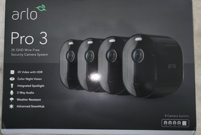 Arlo Pro 3 Spotlight 4 Camera Syste VMC4040P Wireless Security 2K Color Blk Post