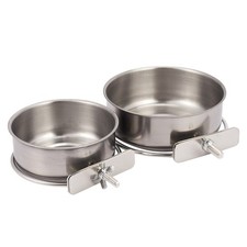 2er Pack Vogel Papagei Futterbecher mit Klemme Edelstahl Futter Wassernäpfe8162