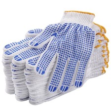12Pairs Grip Safety Work Gloves Anti-slip Dots Bulk Gloves Moist Cotton Knit Glo