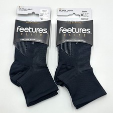 2 pack Men's Elite Ultra Light Quarter Socks Athletic black Size XL Feetures